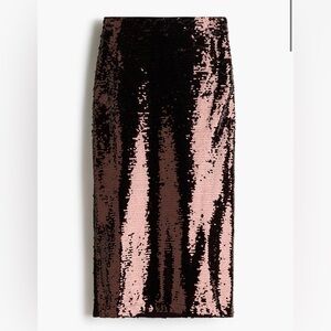 NWT H&M SEQUINED MIDI SKIRT - brown - size large